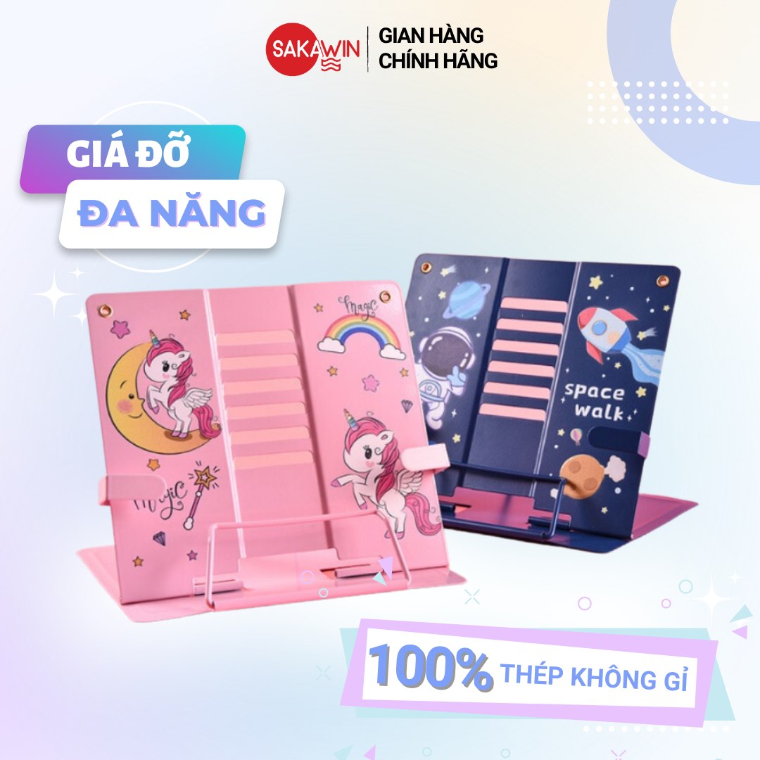 Giá đỡ sách để bàn Go Plus, Giá đỡ Ipad thông minh cho bé Kệ đọc sách chống cận thị, Chất liệu thép
