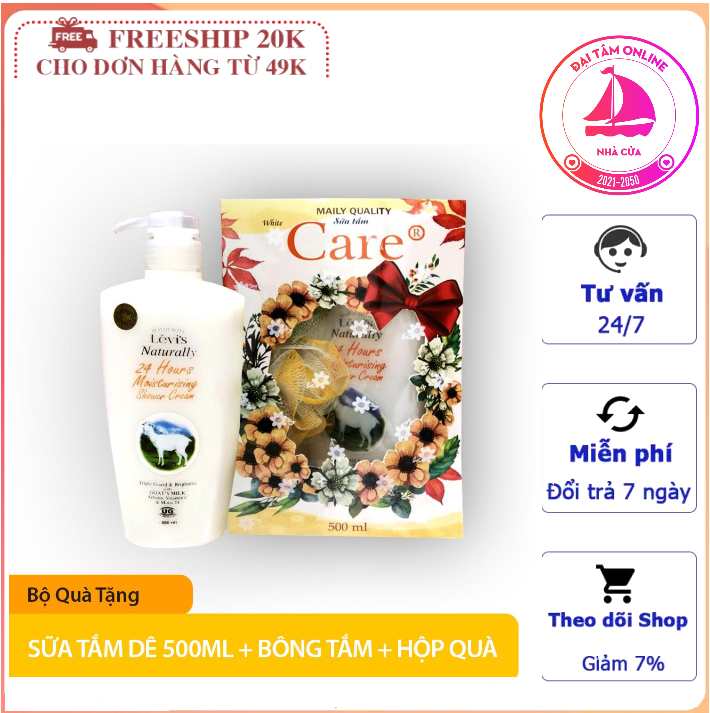 Sữa tắm dê white care + tặng bông tắm