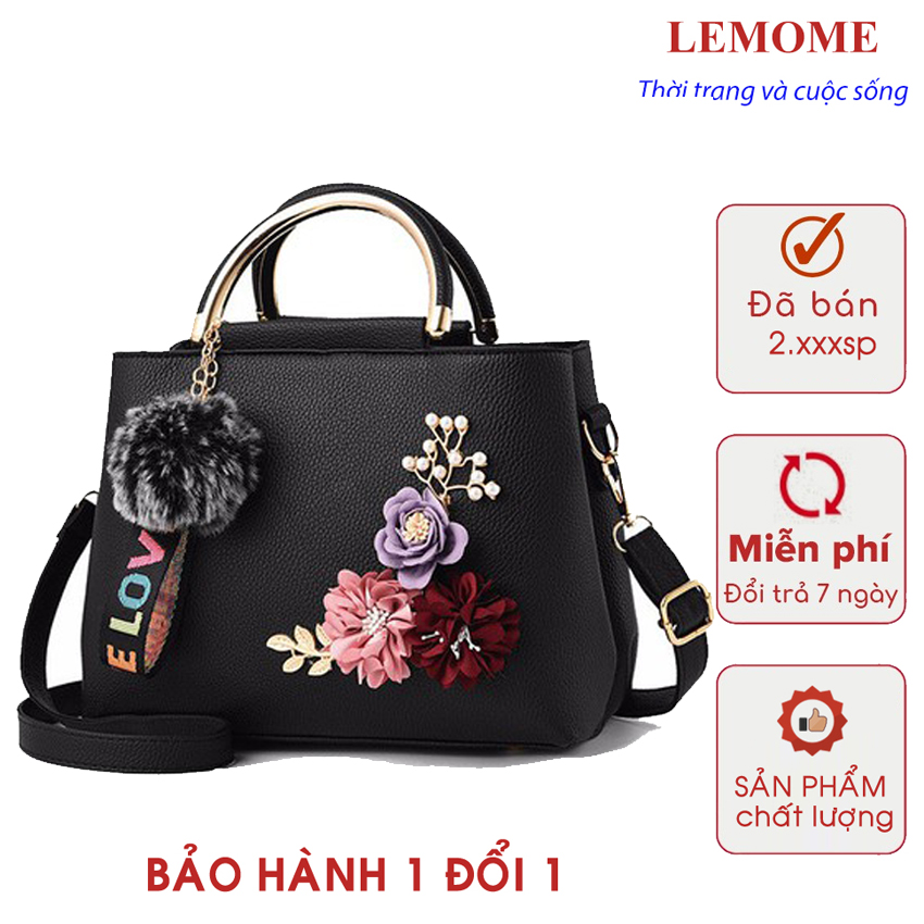 Túi xách nữ đeo chéo bông hoa nổi công sở thời trang Hàn Quốc - LEMONE