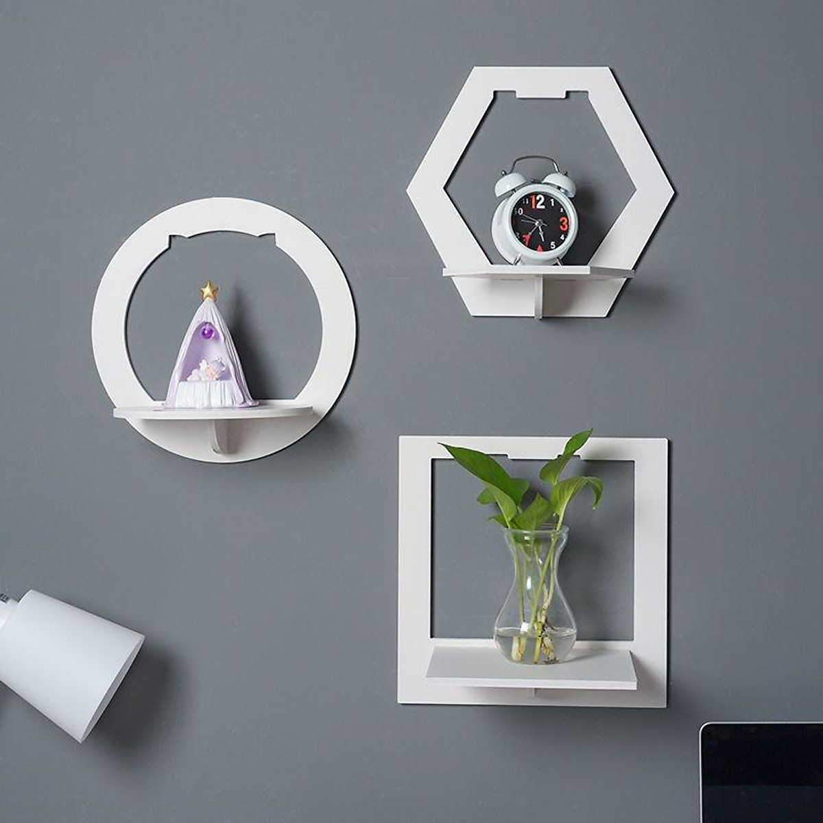 Combo 3 kệ dán tường đựng chậu cây tiện dụng thiết kế sang trọng - kệ dán tường đựng chậu cây trang trí vật dụng - combo 3 kệ dán tường đựng chậu cây, vật dụng hình vuông, tròn