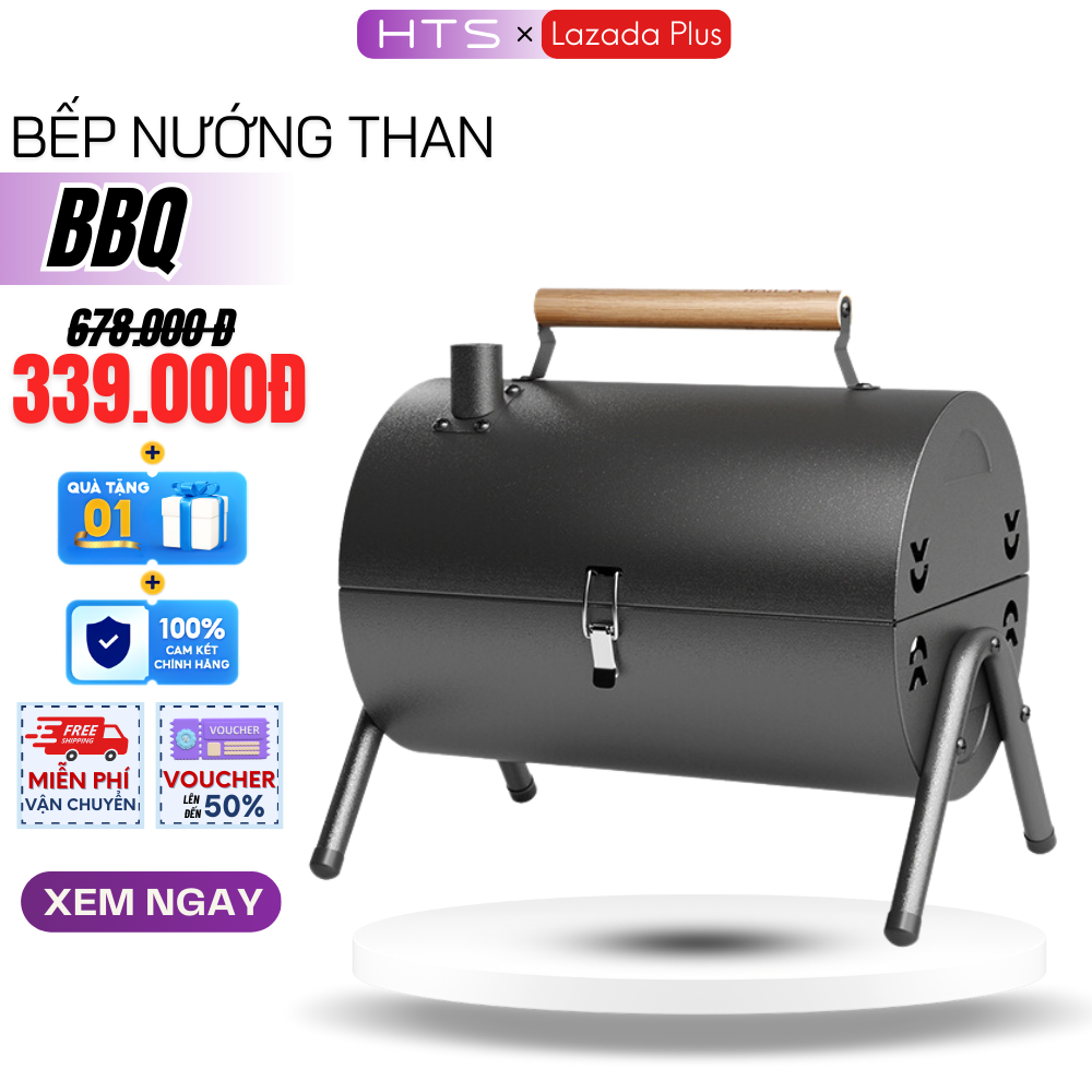 Bếp Nướng Than Dã Ngoại BBQ Gấp Gọn, Tặng Vỉ Nướng, Khay Than, Dùng Đi Dã Ngoại, Gia Đình