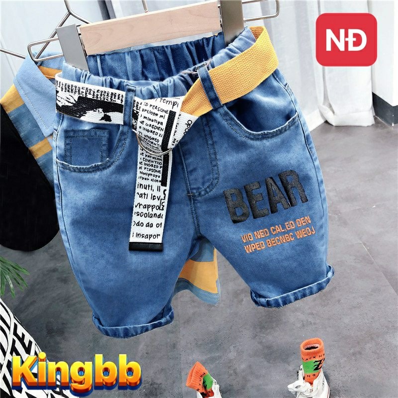 Quần đùi cho bé trai phối đồ phong cách dự tiệc diện tết đẹp size 10-40kg chất jeans co giãn mềm mịn mát (không kèm thắt lưng)