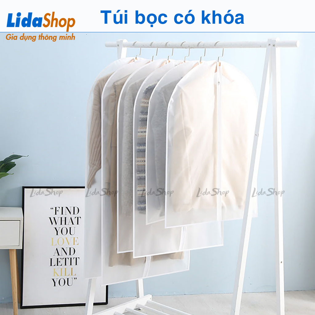 Túi bọc quần áo chống bụi có khóa kéo Lidashop , túi chống bụi quần áo , túi treo quần áo chống bụi