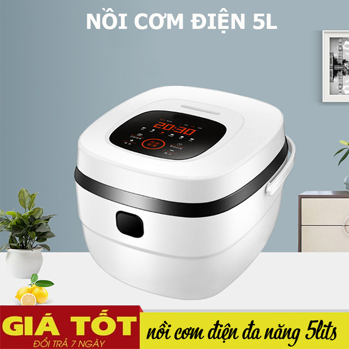 [HÀNG MỚI VỀ] Nồi cơm điện 5L , nồi cơm điện gia đình cỡ lớn , Nồi cơm điện tử , Nồi cơm điện đa năng 5L , Nồi đa năng nấu cơm , nấu cháo , ninh , hầm , hấp - Nồi cơm điện QB-801 , Nồi cơm điện mini có quai xách