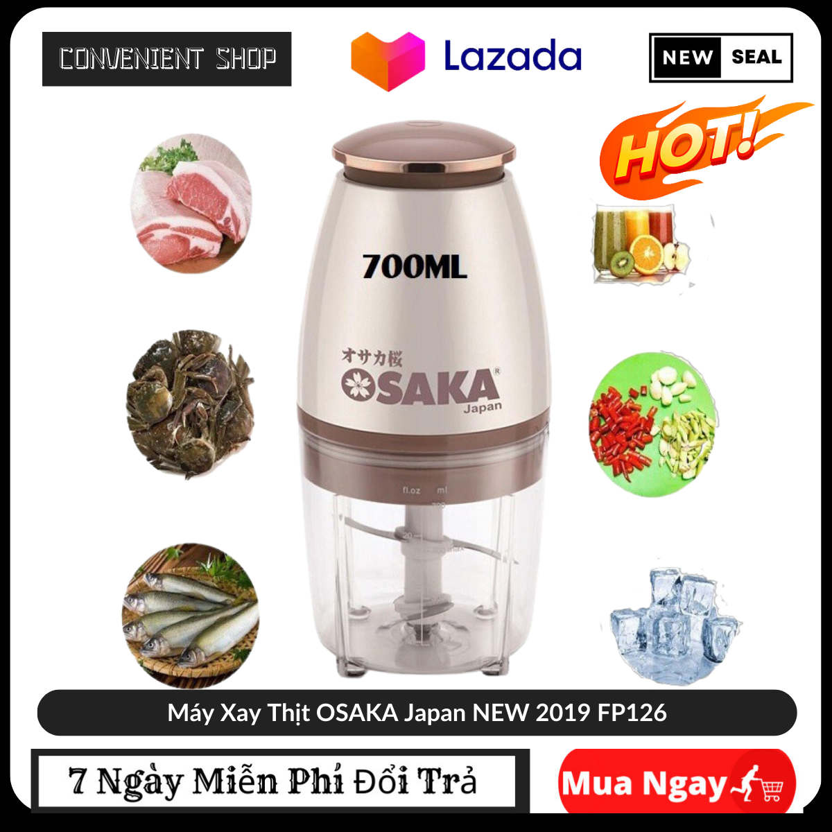 Máy xay sinh tố đa năng, máy xay thịt osaka japan new 2019 fp126. máy xay osaka chính hãng