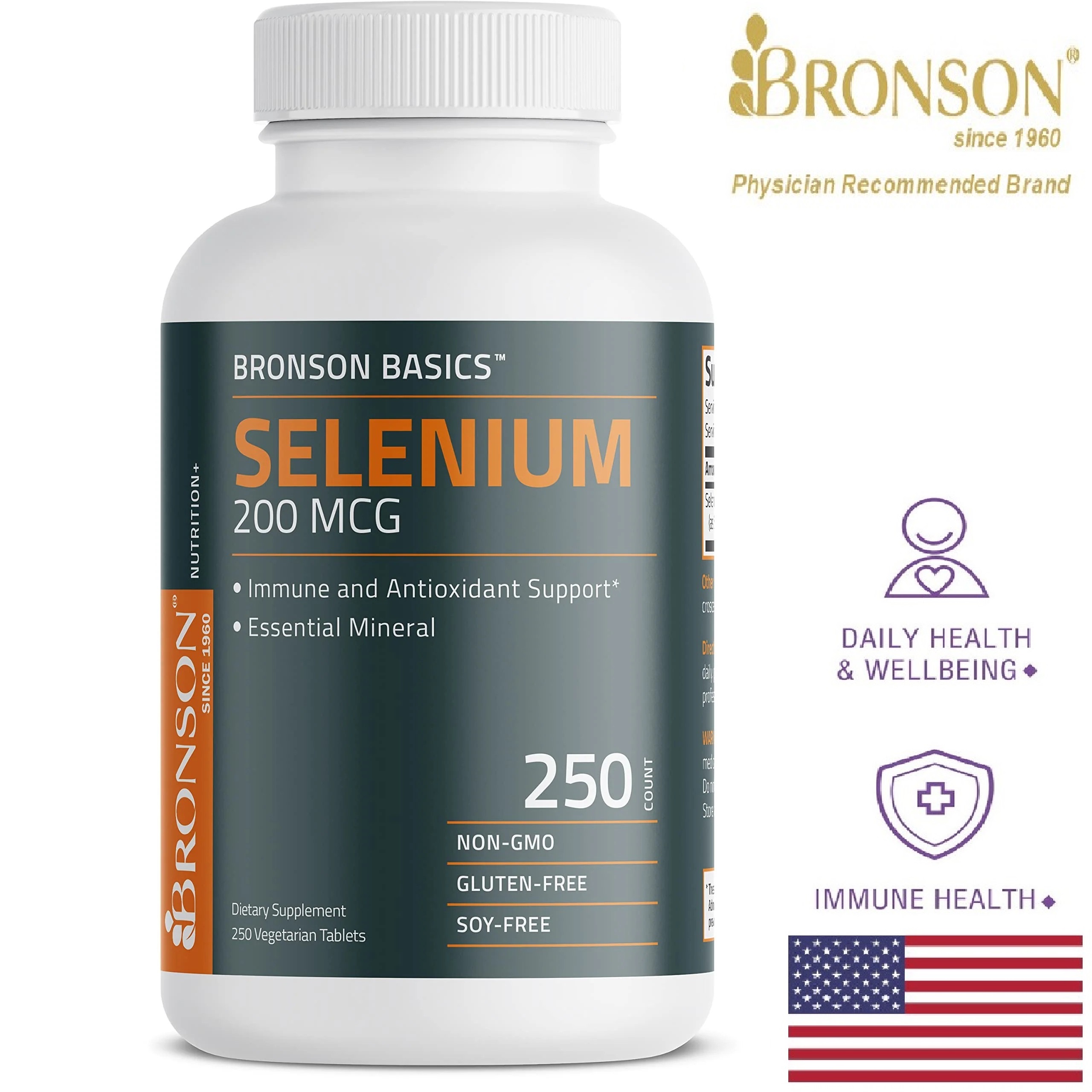 Organic Vitamin Selenium 200mcg - 250 viên Mỹ - Tăng cường hệ miễn dịch, chống oxy hoá