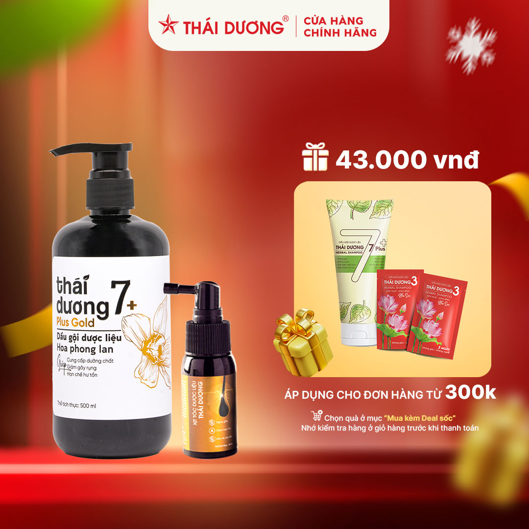 Combo dầu gội dược liệu thái dương 7 plus hoa phong lan 500ml & xịt tóc thái dương 30ml - sao thái dương