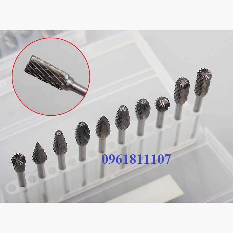 Bộ 10 mũi làm lũa , khắc gỗ Vonfram cao cấp, mũi mài, mũi khoét sắt, mũi lũa, mũi phay sắt gỗ