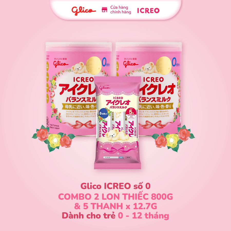 [FREESHIP TOÀN QUỐC] CB Glico Icreo Balance Milk số 0 gồm 2 hộp 800g & 5 thanh sữa tiện dụng (5 thanh x12.7g)-100% nội địa Nhật Bản -Giới hạn 5 sản phẩm/khách hàng