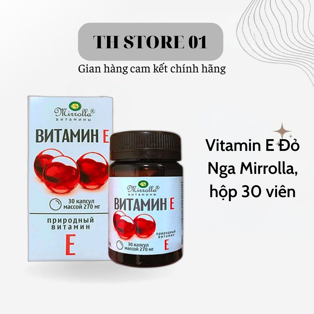 Vitamin E Đỏ Nga Mirrolla, hộp 30 viên