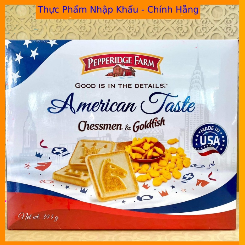 [Hộp Quà tết] Hộp bánh Pepperidge Farm American Taste Chessmen & Goldfish Cheddar 393g – Mỹ