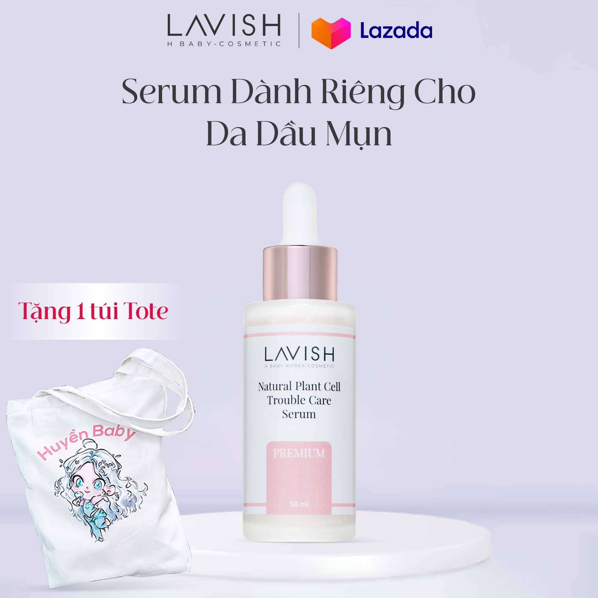 FreeshipMAX NATURAL PLANT CELL TROUBLE CARE SERUM LAVISH H BABY - 50ml - Serum hỗ trợ da dầu mụn