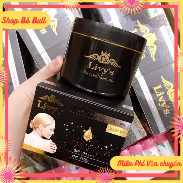 Siêu Hot Kem Body Trắng Da Livy Đen SPF 60+ R 250g Trắng Nhanh mềm Mịn Da Chống Nắng cao