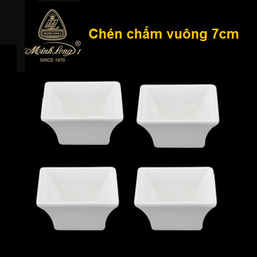 Chén chấm vuông sứ trắng Minh Long - chén chấm vuông sứ trắng minh long