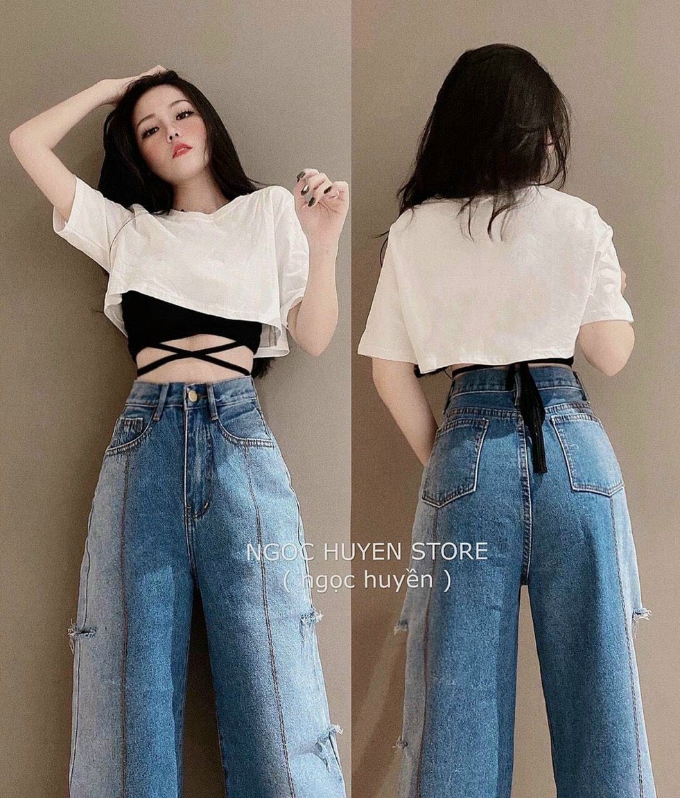 Sét áo croptop trơn phối áo 2 dây quấn eo cực xinh , chất thun coton mềm mịn