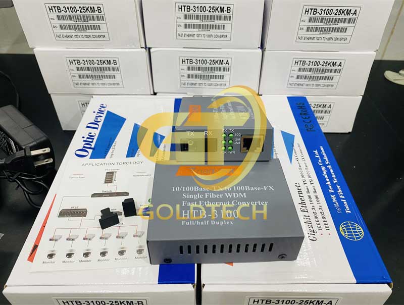 Converter quang netlink 1 sợi htb-3100 a-b 10/100 nguồn tốt