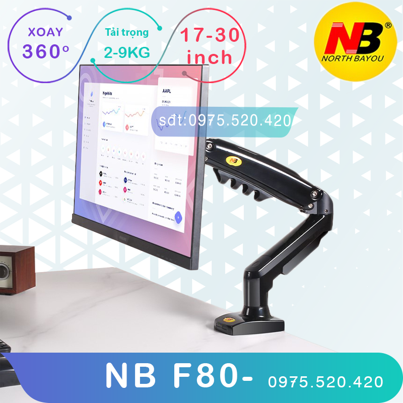 NB–F80 /Giá Treo Màn hình máy tính/ Tay treo màn hình/ Xoay 360 độ [Màn Hình 17" - 30"]