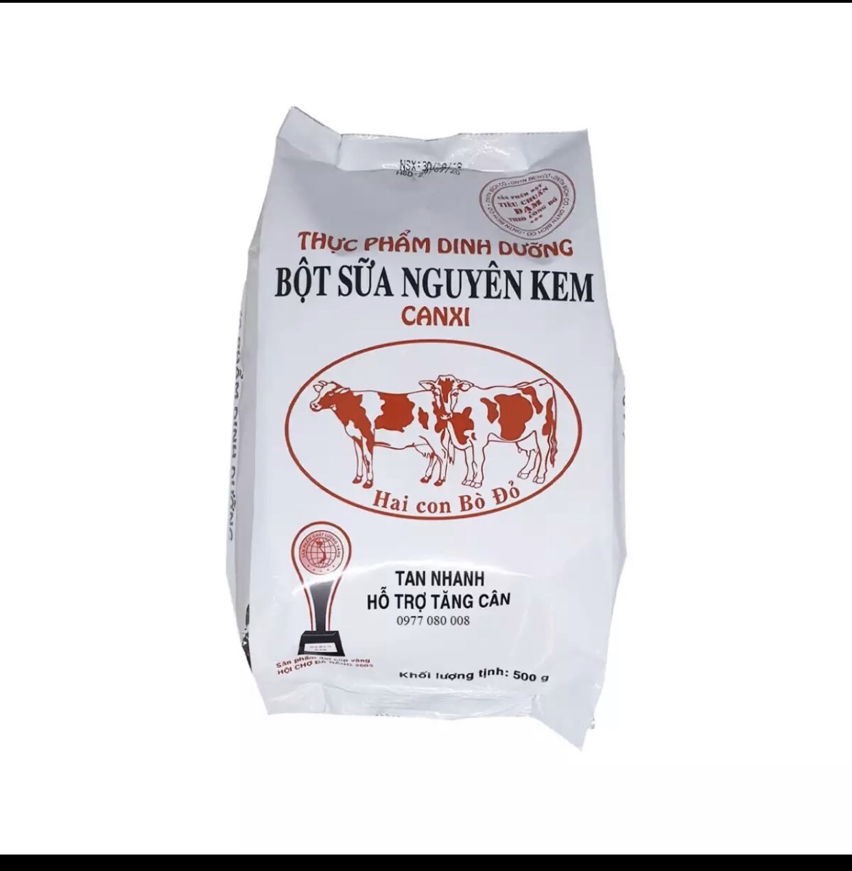 Bột Sữa Nguyên Kem Hai Con Bò Đỏ 500g - Giúp Tăng Canxi và Tăng Cân