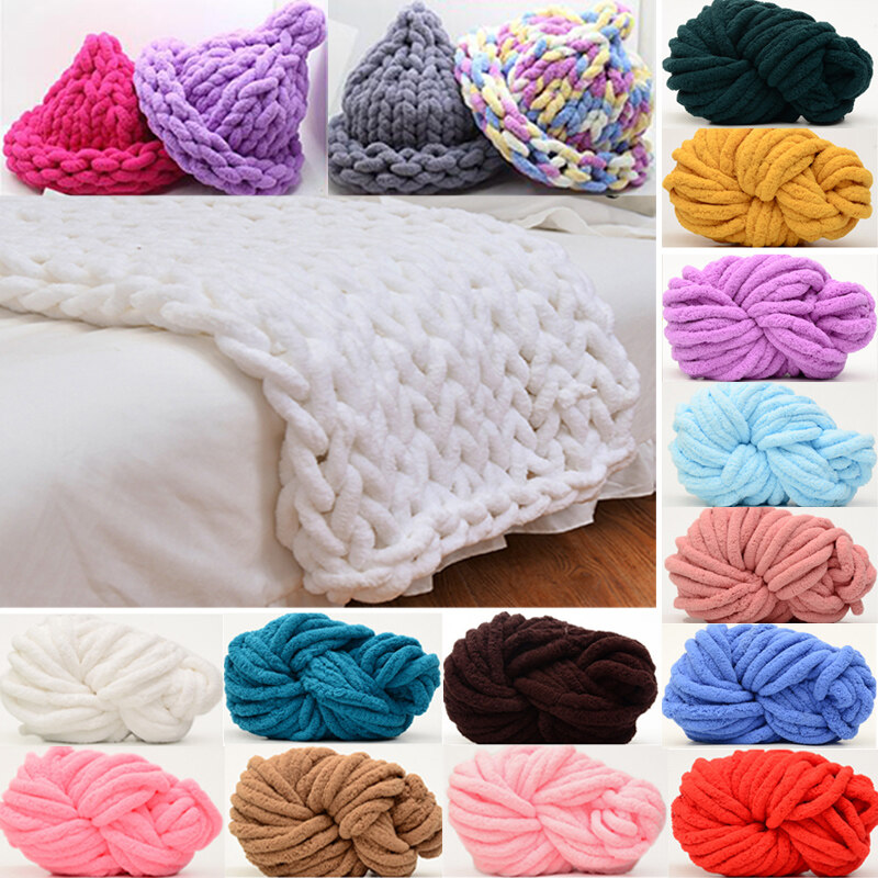 Mujaijia len sợi to 250g dệt kim Chăn sợi thủ công Sợi len thô Chăn sợi len Chenille Sợi len tự làm Đường kính ấm 2CM