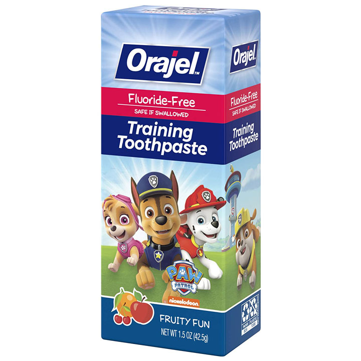 Kem đánh răng nuốt được orajel vị ngẫu nhien^