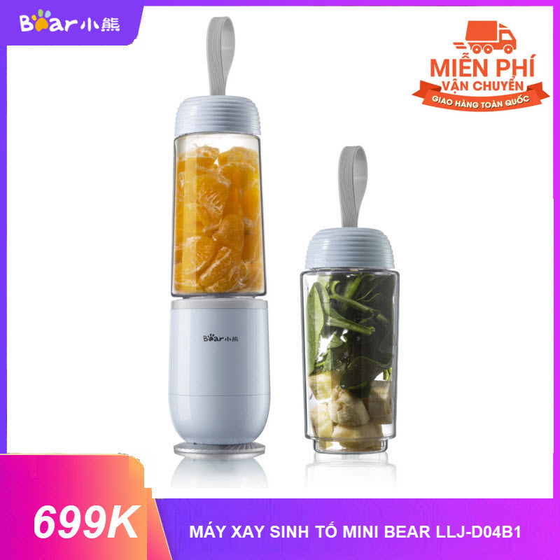 Miên phi vận chuyển - lỗi đổi mới - máy xay sinh tố mini bear llj-d04b1/llj-d04h5 - bộ sản phẩm gồm thân máy và 2 bình uống tiện dụng - máy xay cháo nhuyễn cầm tay mini bear llj-d04b1