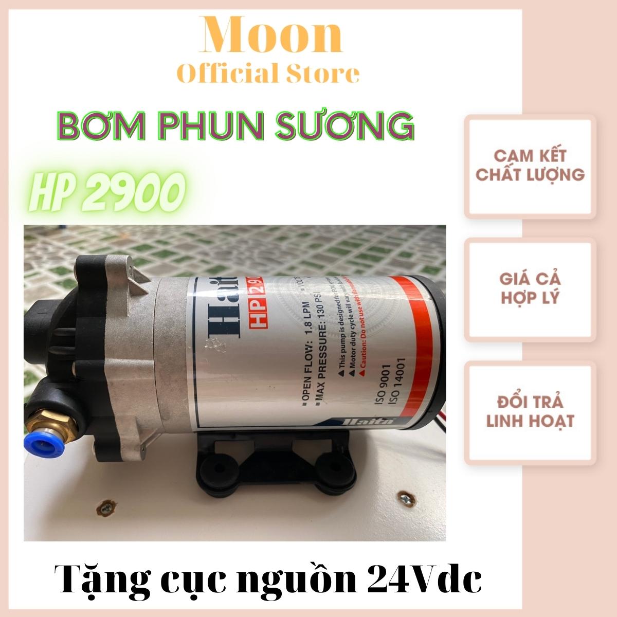 Máy bơm phun sương Haita HP 2900, dùng phun từ 20 đến 30 bét, motor dây đồng bảo hành 12 tháng, tặng 1 cục nguồn 24Vdc, đủ phụ kiện gắn là sài