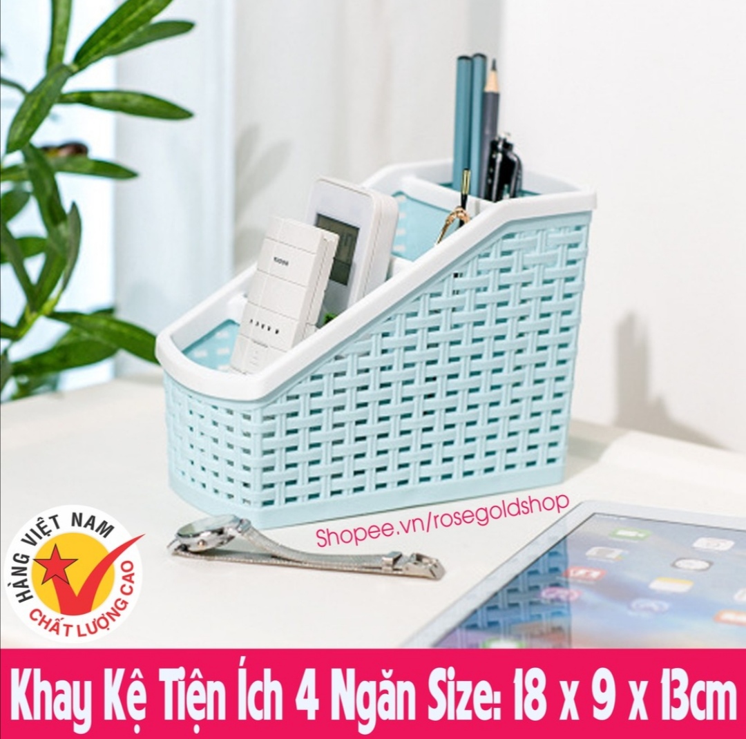 Khay nhựa 4 ngăn nhựa Việt Nhật cao cấp. Kích thước: 9.5 x 17.5 x 12.7 cm. Đựng đồ đa năng. Tiện dựng cho gia đình Việt