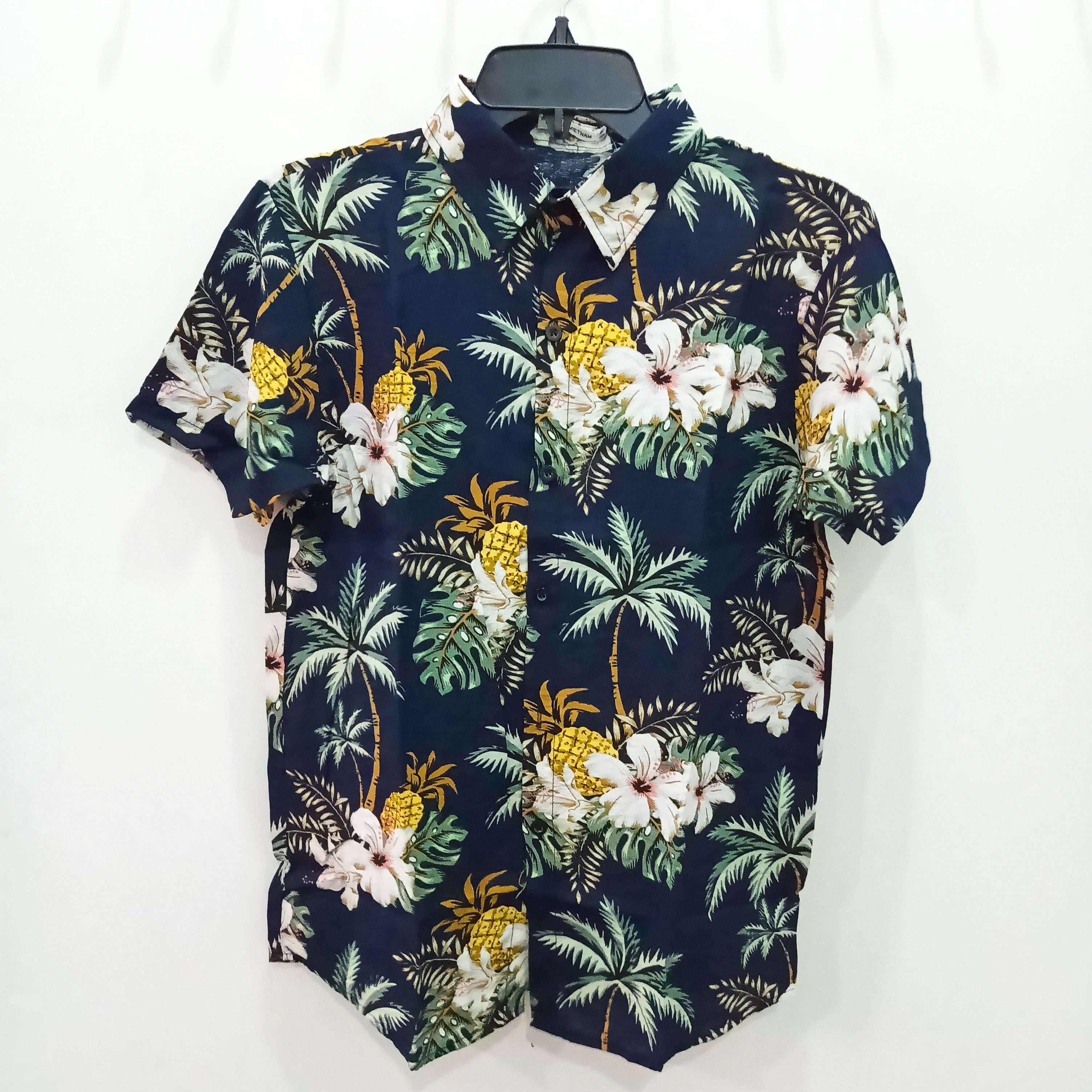 Áo sơ mi Hawaii áo hoa lá cây áo đi biển vải kate đũi - ASM44