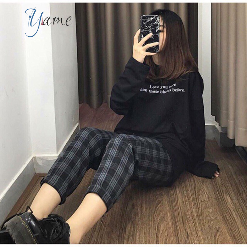 Quần Baggy Nam Nữ Kẻ Caro Ống Suông Unisex - Kiểu quần ống rộng suông vải Plaid kẻ caro Yame Fashion360