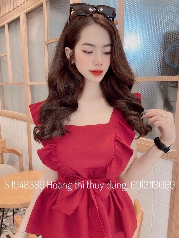 Sét Bộ Nhún Bèo Nữ Kiểu Cách Dễ Thương Thời Trang Bambo