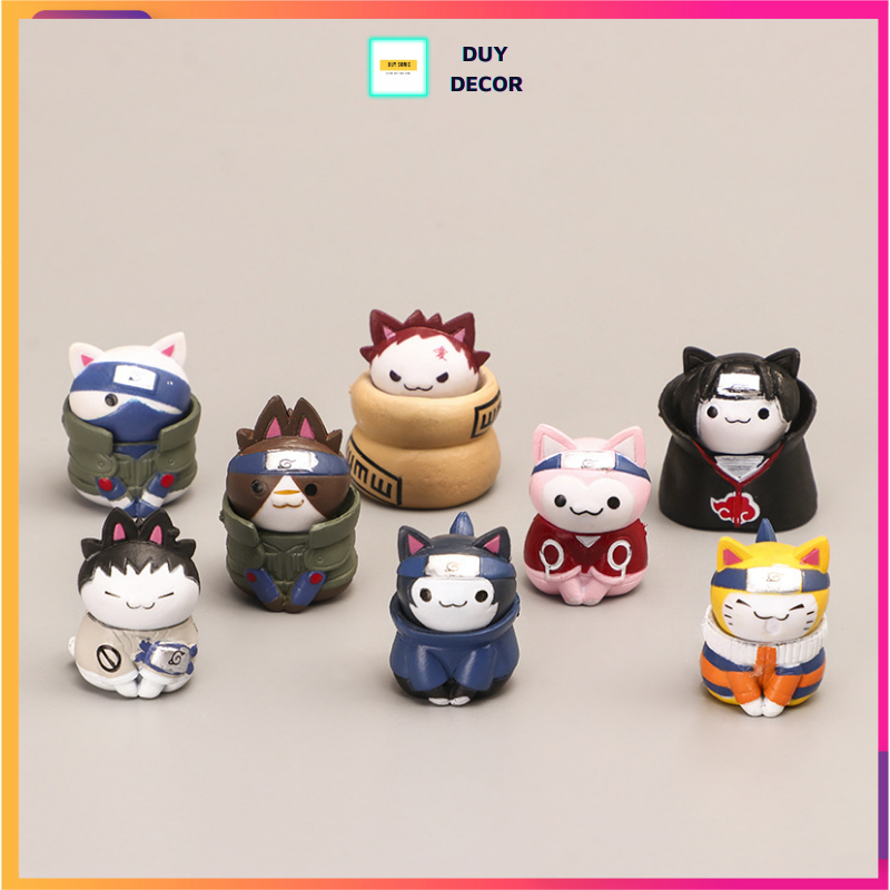 Mô hình mèo mô phỏng nhân vật naruto, mô hình naruto decor bàn làm việc
