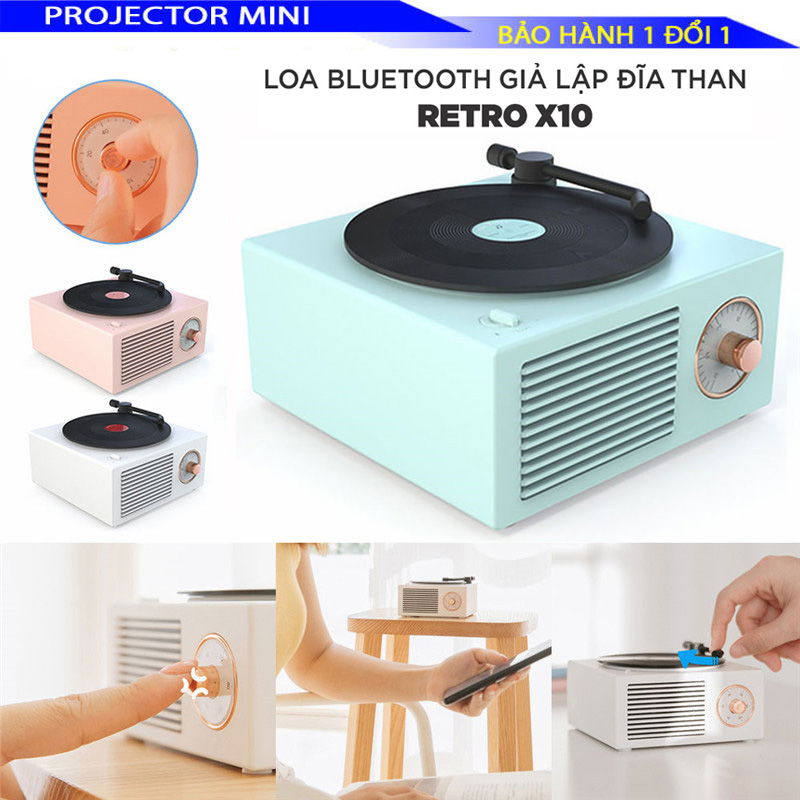 Loa bluetooth retro x10 giả lập đĩa than cổ điển phong cách vintage hỗ trợ thẻ sd