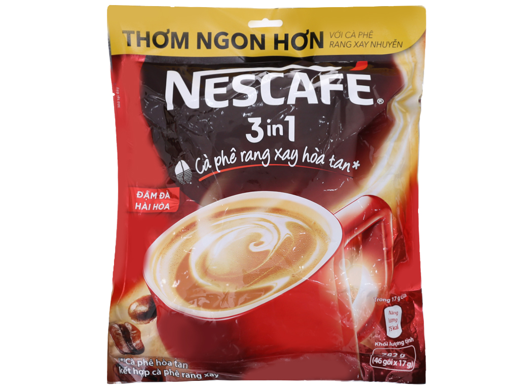 Cà phê Sữa rang xay hòa tan Nescafé 3in1 đậm đà hài hòa  Bịch 46 gói x 17g