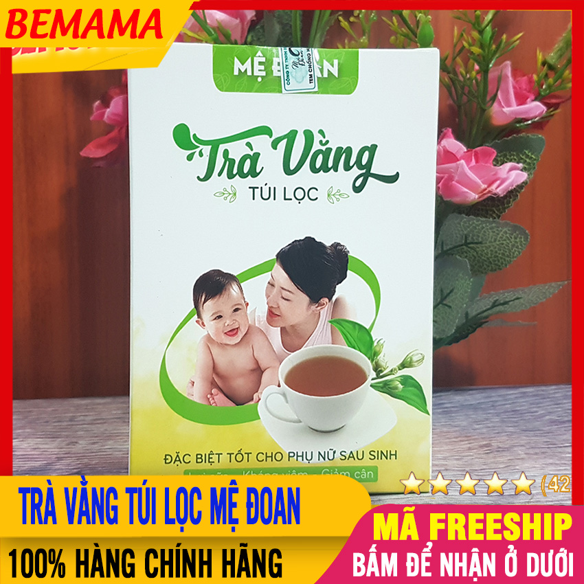 Trà Vằng Túi Lọc Mệ Đoan (30 túi) Lợi Sữa, Kích Sữa, Thanh Nhiệt, Giảm Cân Cho Mẹ Sau Sinh - Cao Chè Vằng Giảm Béo, Ngăn Gan Nhiễm Mỡ - Trà Đen bemama - Tra Vang Tui Loc Mệ Đoan - 8938519155237