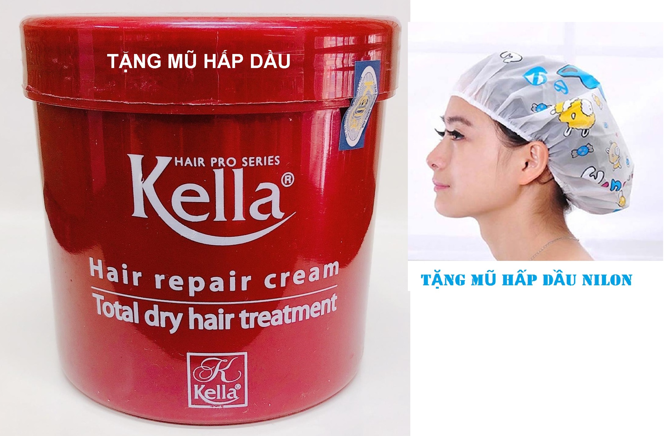 [Tặng mũ trùm tóc] Hấp dầu ủ tóc suôn mềm bóng tóc Kella đỏ 500ml