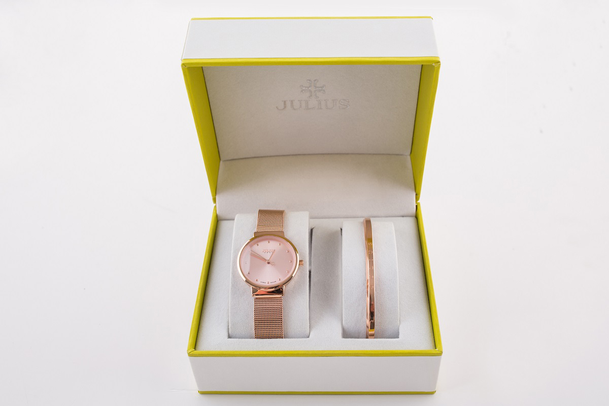 Bộ combo Đồng hồ nữ dây thép không gỉ Julius và lắc tay Julius Ja-732 với hộp sang trọng quà tặng bạn gái người yêu quà valentine quà 8 3, đồng hồ nữ chống nước, đẹp, cao cấp sang trọng bảo hành 1 năm thay dây miễn phí