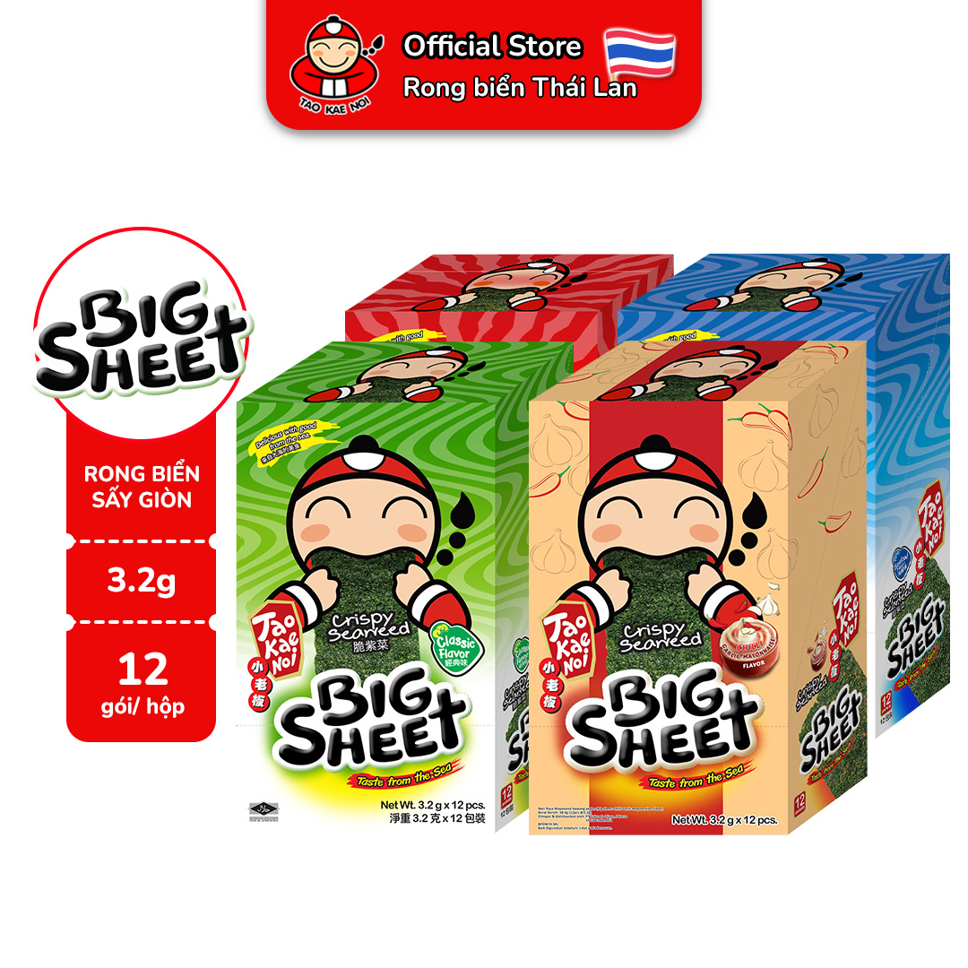 [VỊ MỚI HỘP 12 GÓI] Rong biển TaoKaeNoi BIG SHEET Giòn Xốp Nhập Khẩu Thái Lan Nhiều Vị Lựa Chọn