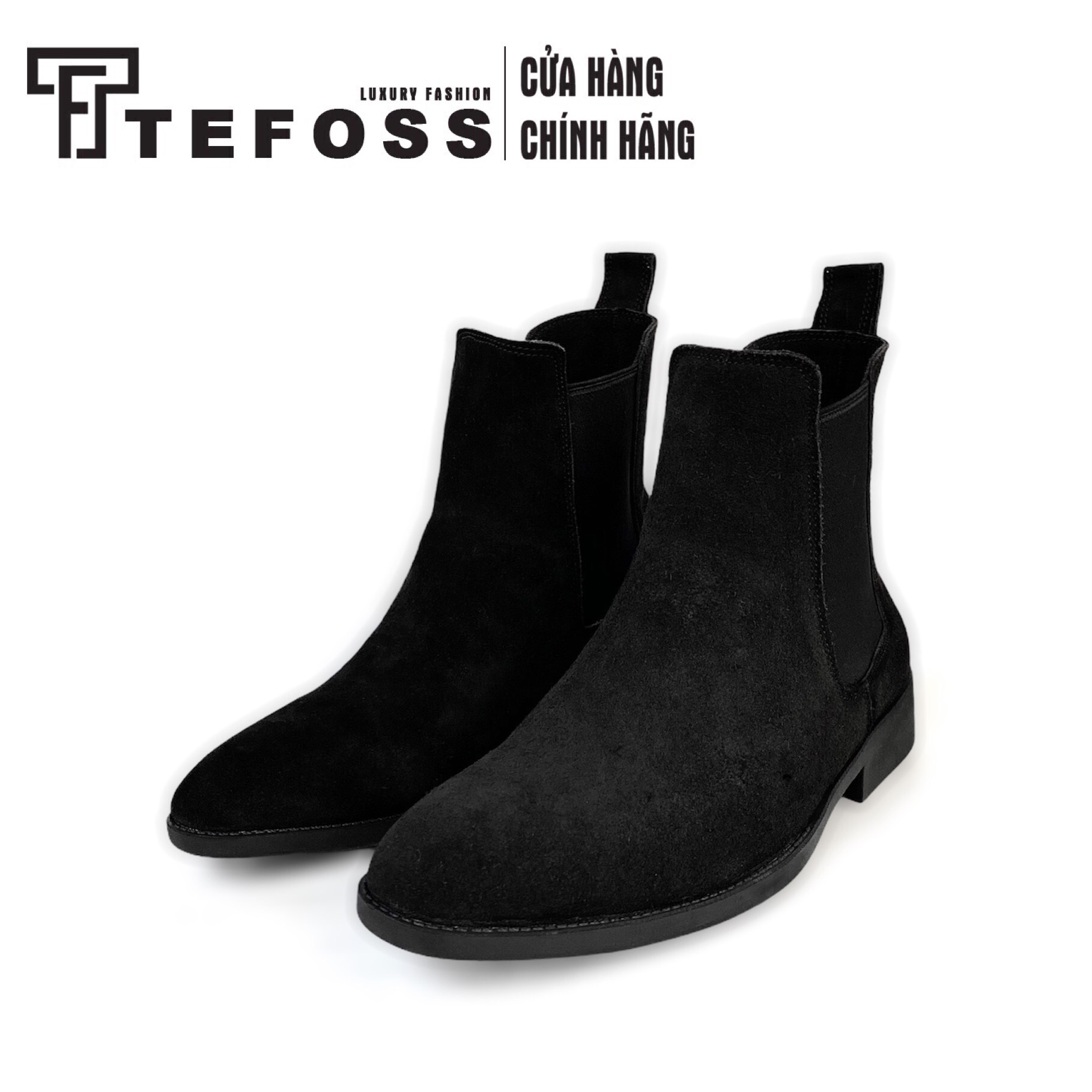 Giaỳ nam chelsea boot da bò thật cao cổ TEFOSS HT350 Ver.1 mũi nhọn cao cấp size 38-44 thời trang