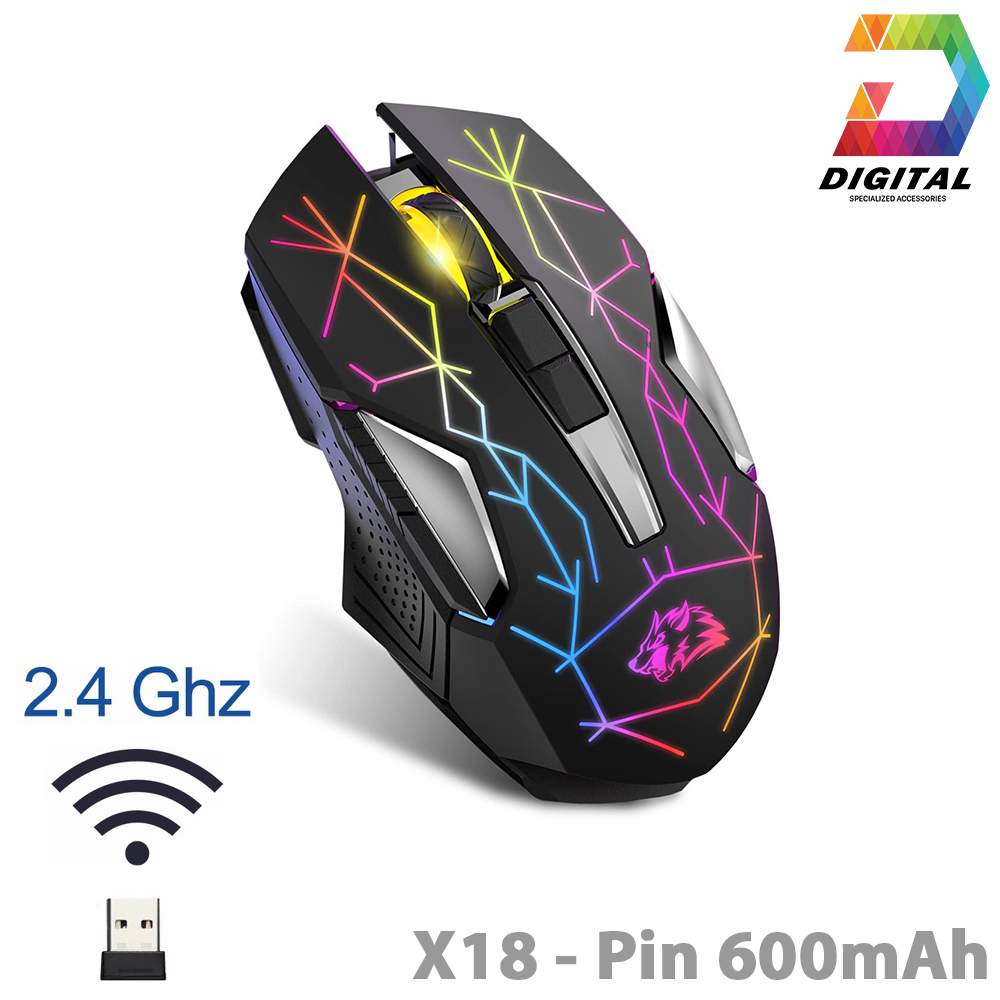 Chuột không dây pin sạc gaming x18 chính hãng