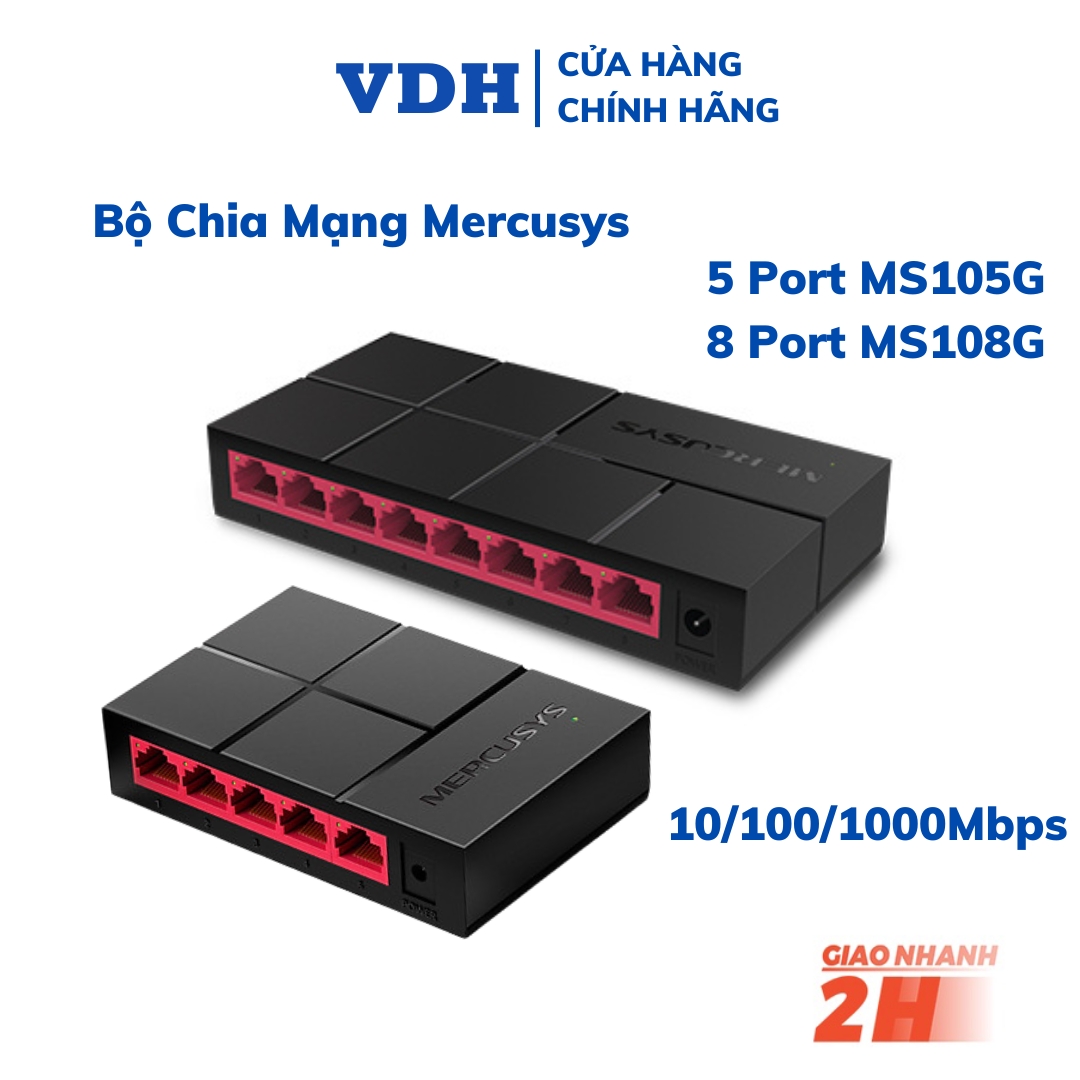Bộ chia mạng lan 5 8 cổng mercusys ms105g ms108g switch 5 port 8 port gigabit 10/100/1000 mbps