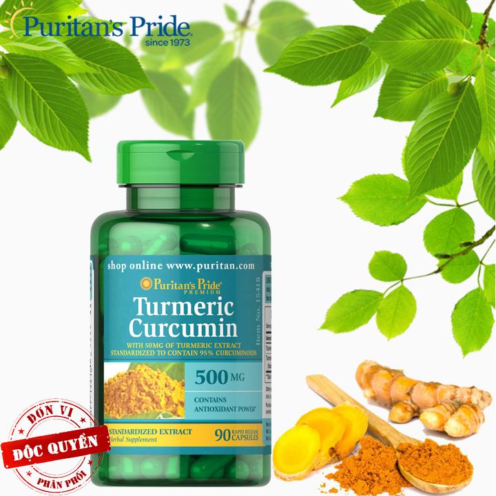Tinh chất nghệ hỗ trợ viêm loét dạ dày giải độc gan điều hòa tiết tố Turmeric 500 mg 90 viên Puritan's Pride