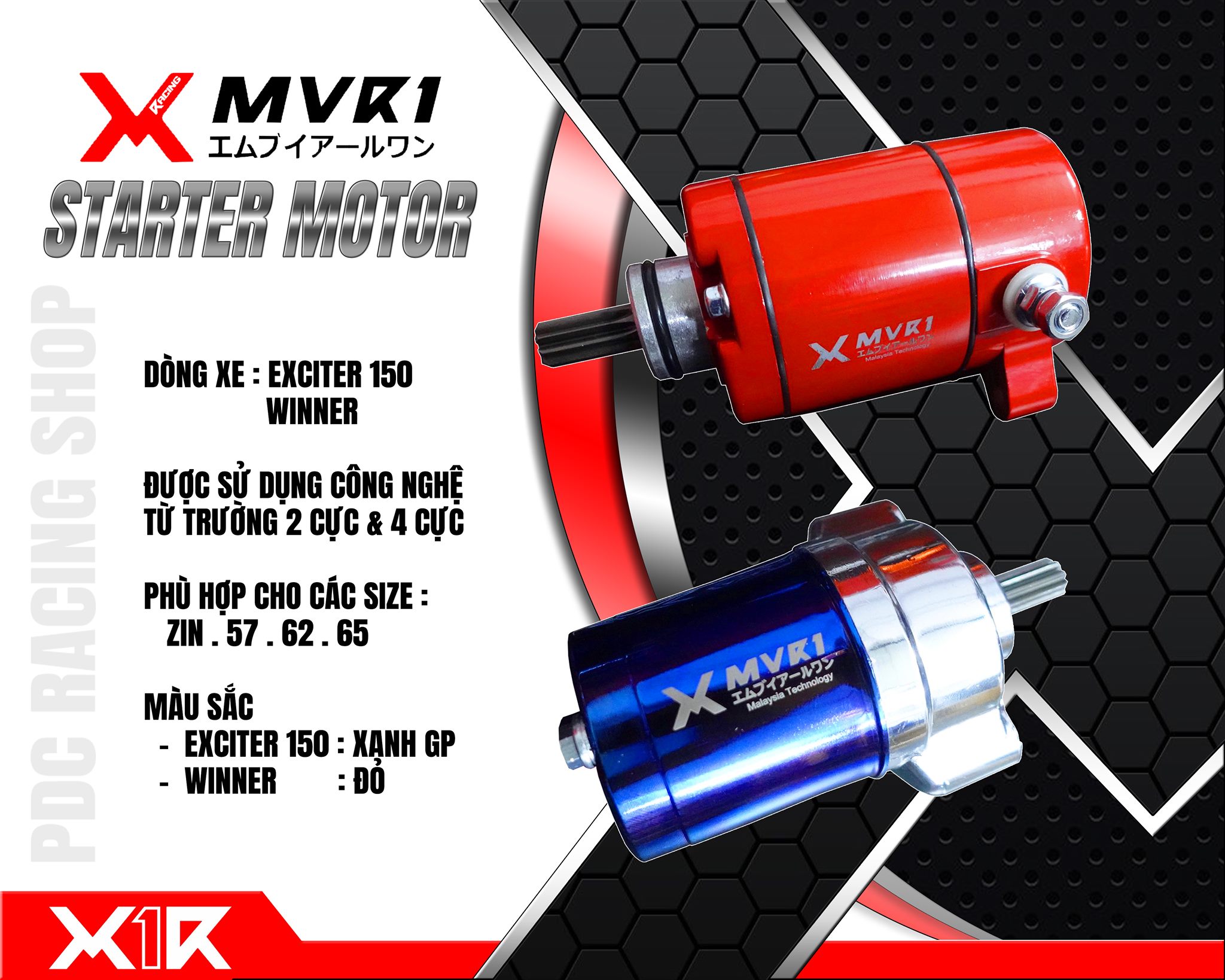 Củ đề 4 cực x-mvr1 cho winner 150
