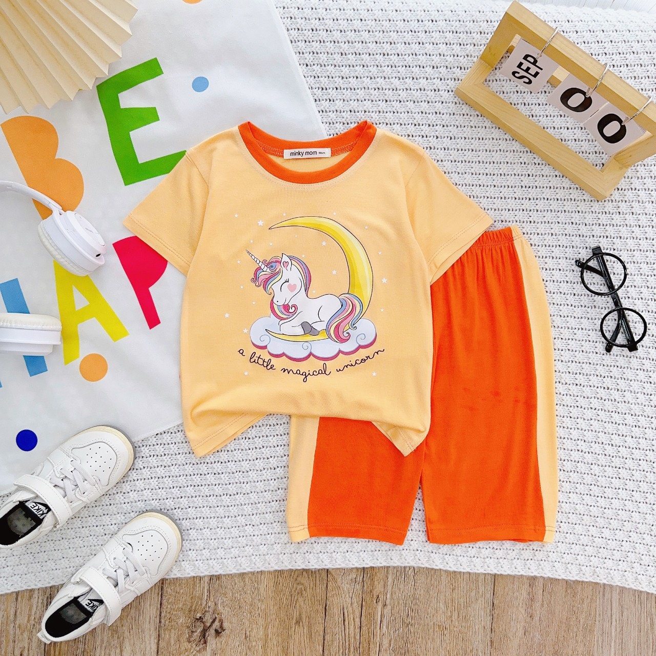 Cực Phẩm Bộ Đồ Lửng MINKY MON Thun Lạnh Cho Bé Gái Siêu Dễ Thương Hình In Pet Không Bong Tróc Dành cho Bé 9-26kg - 6