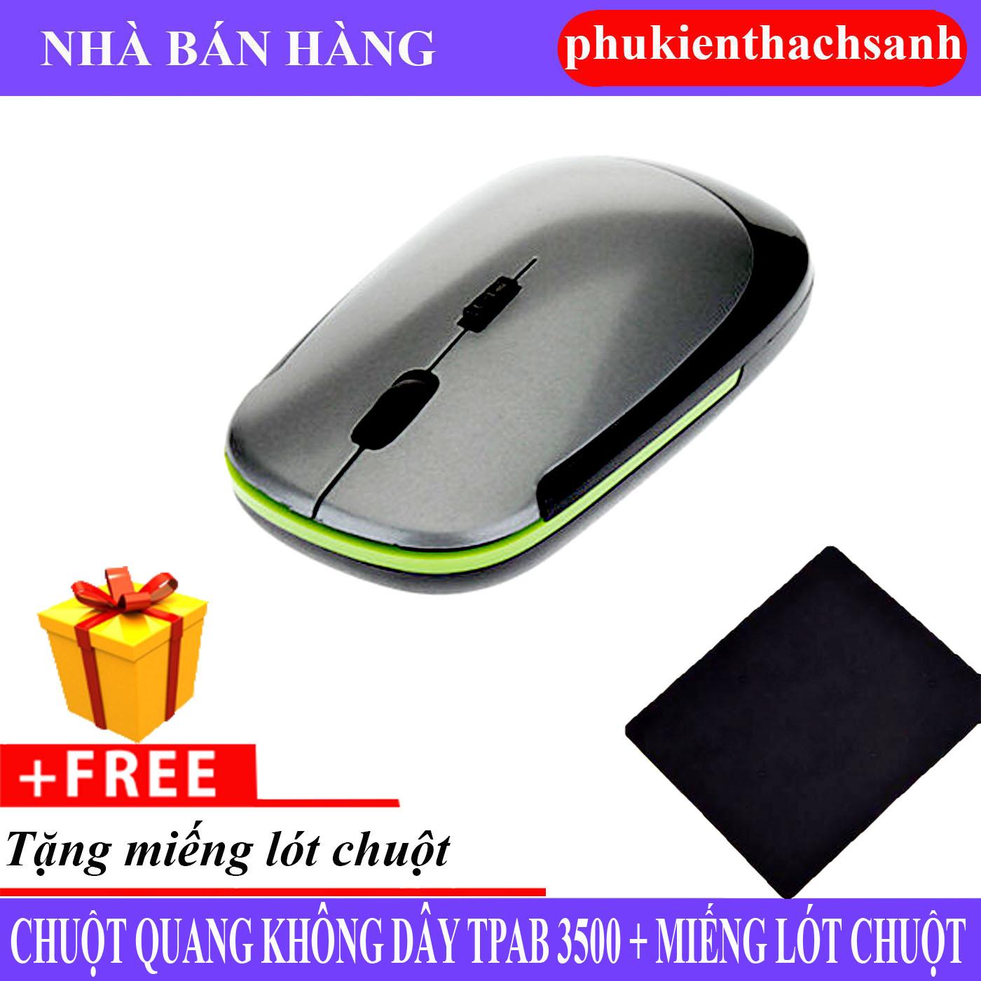Combo Chuột quang không dây TPAB 3500 (Đen) siêu mỏng 2017 +  miếng lót chuột cơ bản