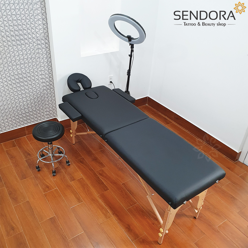 [HCM]Giường Vali chân gỗ cao cấp giường phun xăm di động giường nối mi nhập khẩu Hi-mec