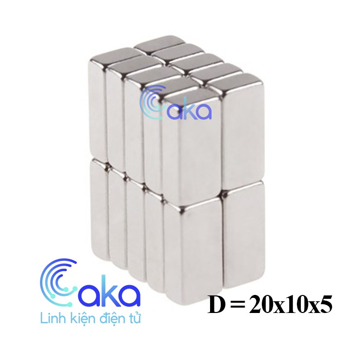 Nam châm đất hiếm 20x10x5mm hình chữ nhật từ tính cao