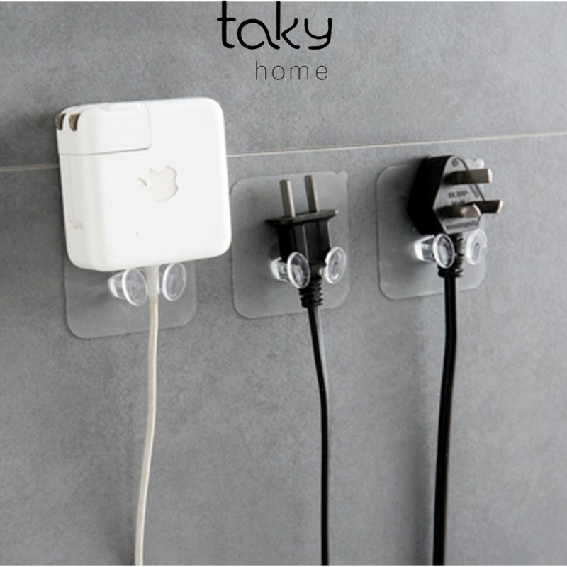 10 Móc Gài Phích Điện Trong Suốt, Giá Dán Tường 3M Nhựa Trong Suốt Treo Phích Cắm Điện, Móc Dán Tường, Móc Treo Quần Áo, Móc Đa Năng Dán Tường Siêu Chắc, Sử Dụng Miếng Dán 3M Chịu Lực Tốt, Tiện Lợi. TakyHome 4000Set10