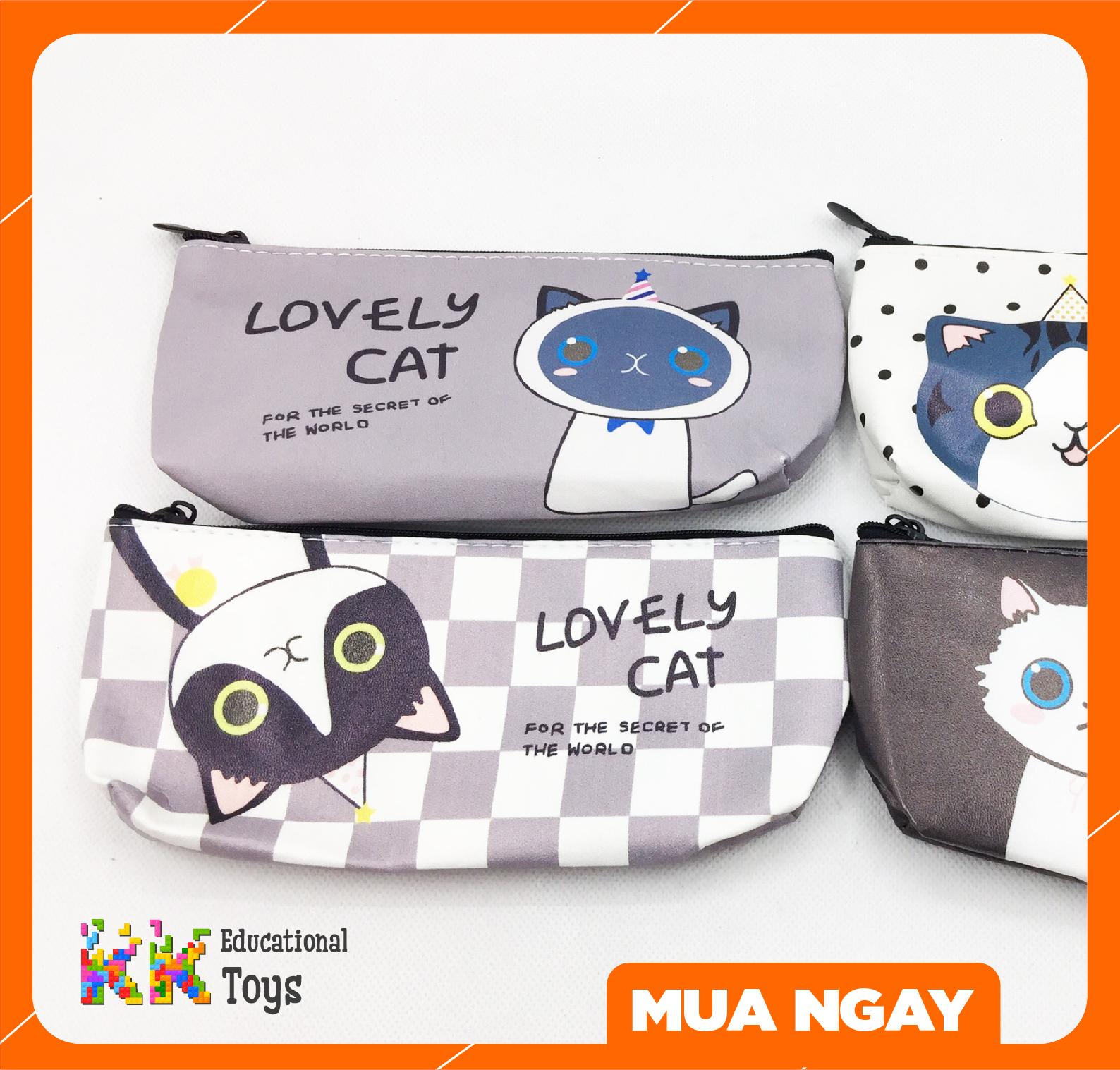 Đồ dùng học sinh: Túi đựng bút 1 ngăn lovely cat - KKstore