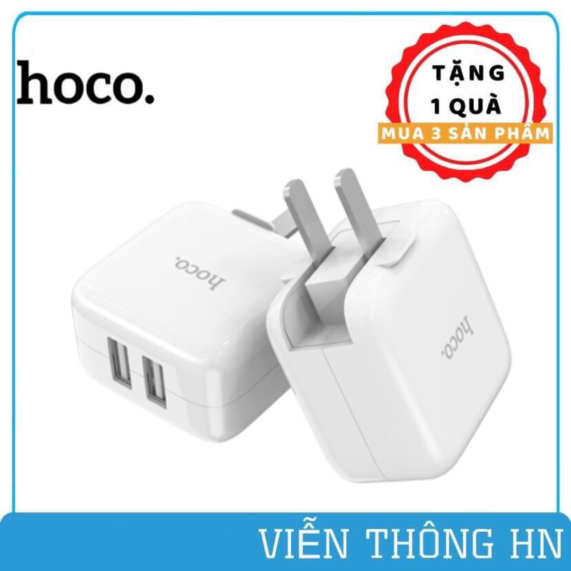 Củ sạc nhanh hoco 2 cổng usb chân gập c54 - cốc sạc qc 3.0 chống cháy nổ cho samsung oppo ip...vv