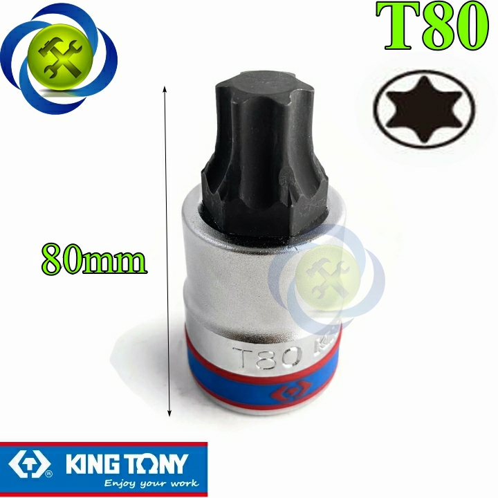 Đầu tuýp sao t80 3/4 kingtony 602380 dài 80mm trắng đen